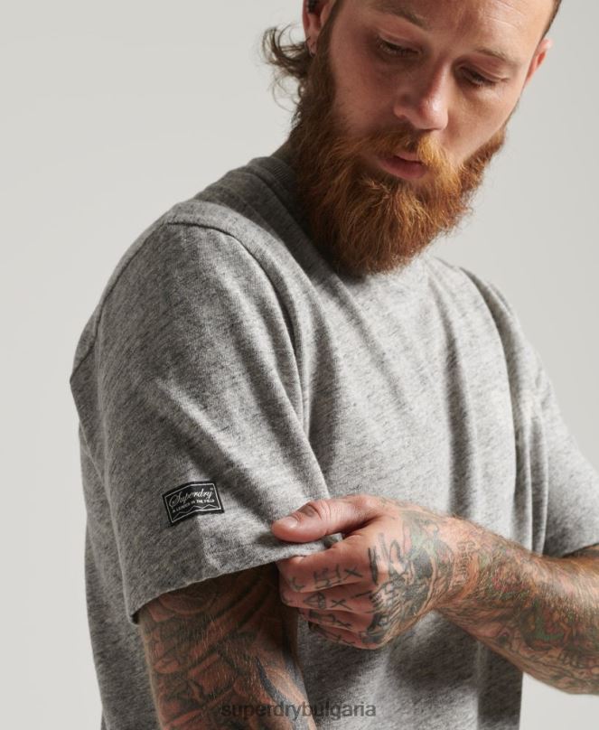 Superdry облекло N00H4831 сиво мъже игра върху тениска с лого на 90-те