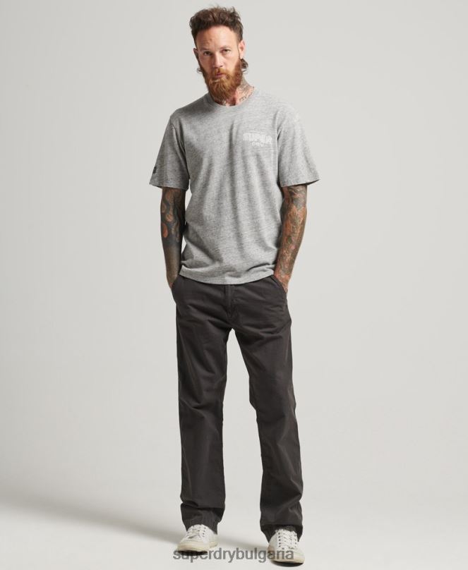 Superdry облекло N00H4831 сиво мъже игра върху тениска с лого на 90-те
