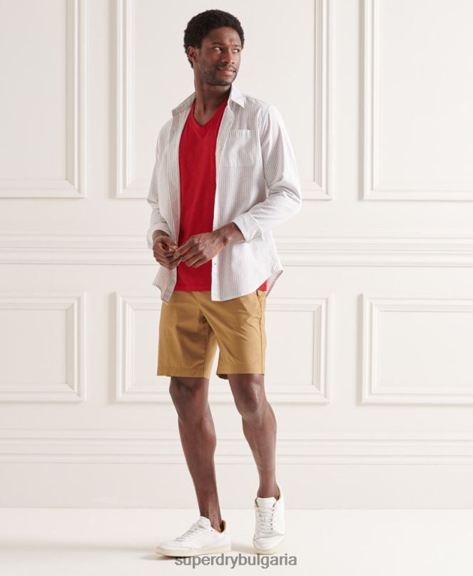 Superdry облекло N00H4834 червен мъже тениска с джоб с v-образно деколте и органичен памук