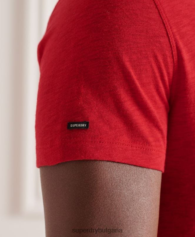 Superdry облекло N00H4834 червен мъже тениска с джоб с v-образно деколте и органичен памук