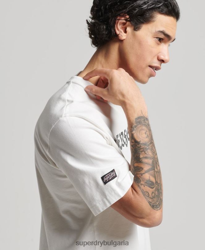 Superdry облекло N00H4836 бяло мъже ретро сърфистка тениска ranchero