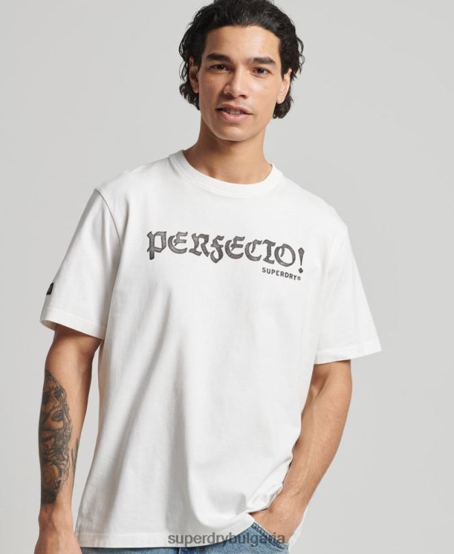 Superdry облекло N00H4836 бяло мъже ретро сърфистка тениска ranchero