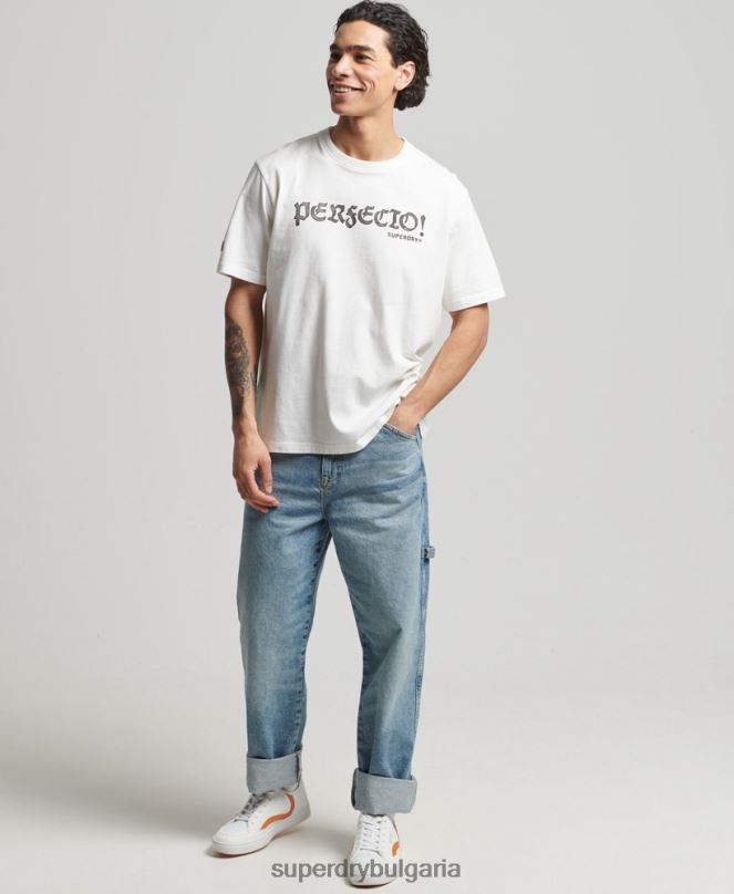 Superdry облекло N00H4836 бяло мъже ретро сърфистка тениска ranchero