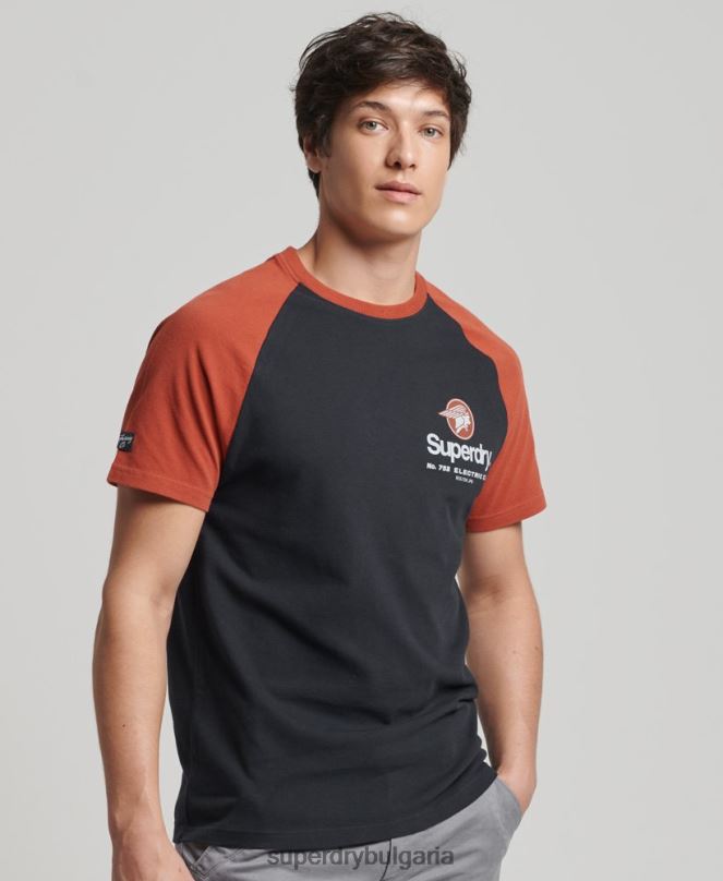 Superdry облекло N00H4842 военноморски флот мъже тениска тип реглан с графично лого