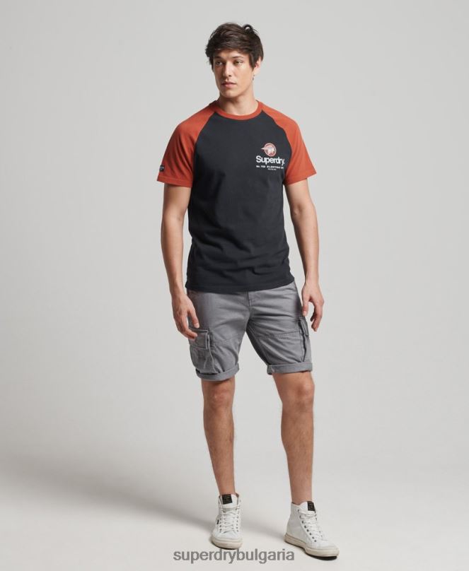 Superdry облекло N00H4842 военноморски флот мъже тениска тип реглан с графично лого