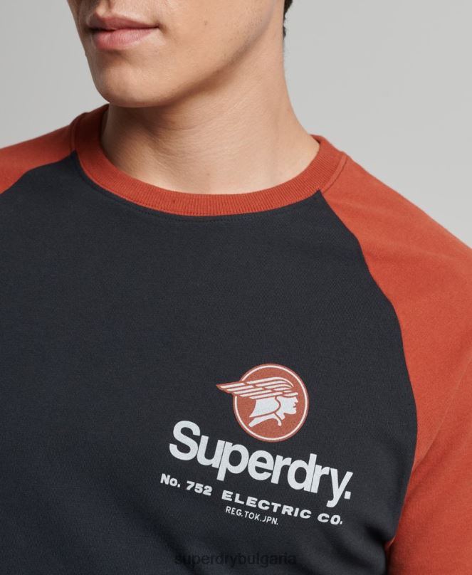 Superdry облекло N00H4842 военноморски флот мъже тениска тип реглан с графично лого