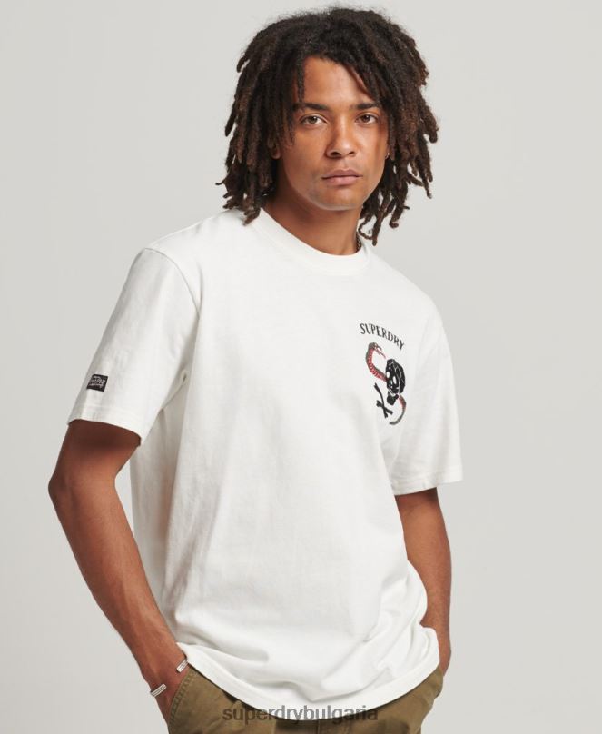 Superdry облекло N00H4843 бяло мъже графична тениска suika
