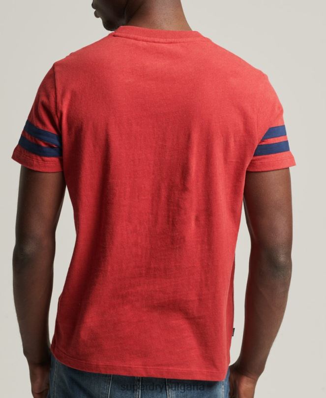 Superdry облекло N00H4844 червен мъже тениска с основно лого от органичен памук куотърбек