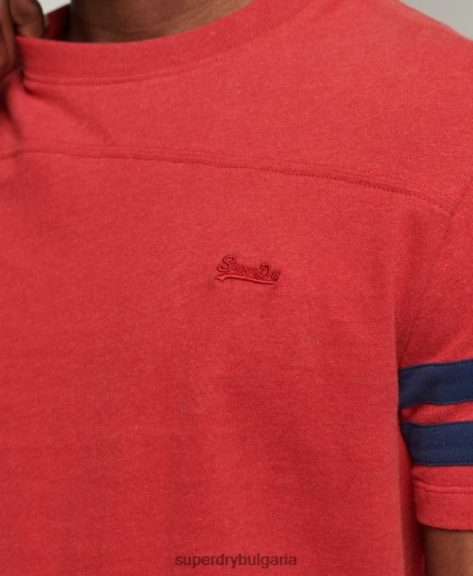 Superdry облекло N00H4844 червен мъже тениска с основно лого от органичен памук куотърбек