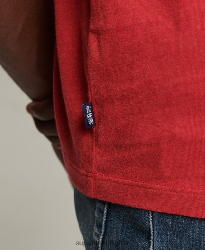 Superdry облекло N00H4844 червен мъже тениска с основно лого от органичен памук куотърбек