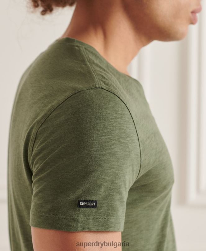 Superdry облекло N00H4846 зелено мъже тениска с джоб с v-образно деколте и органичен памук