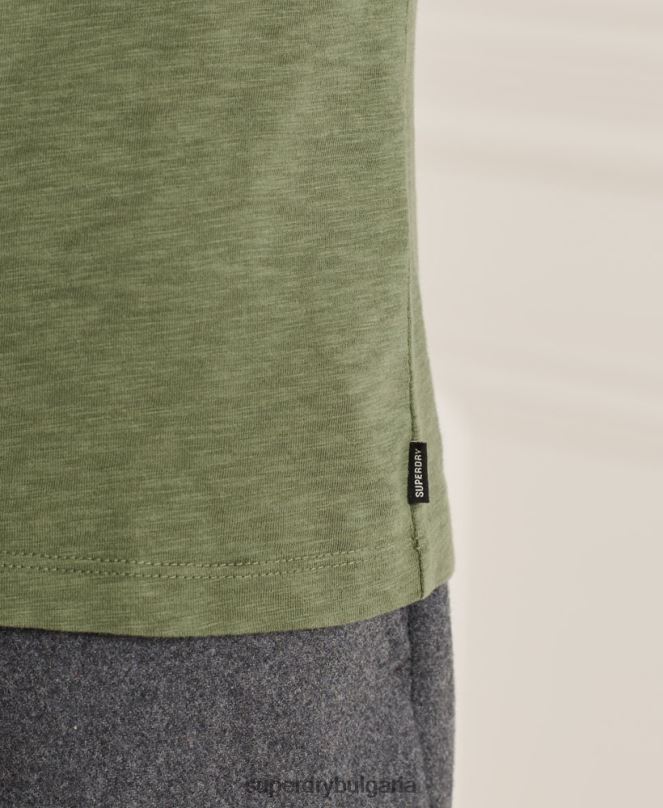 Superdry облекло N00H4846 зелено мъже тениска с джоб с v-образно деколте и органичен памук