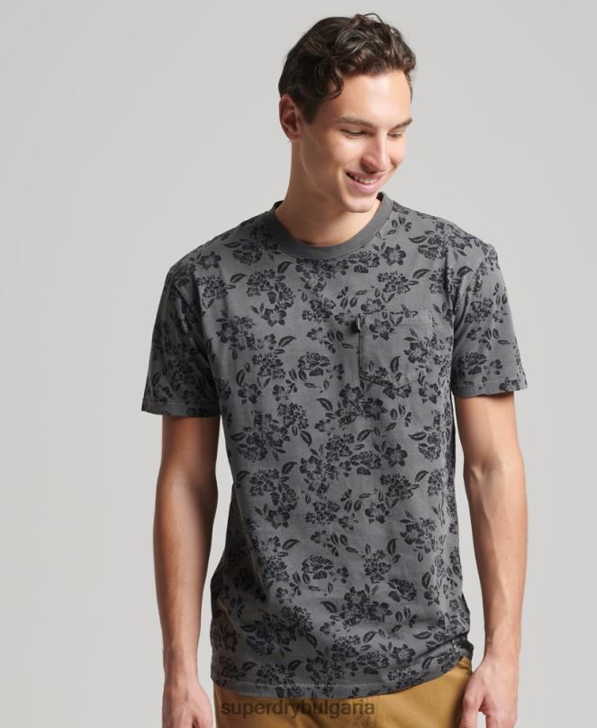 Superdry облекло N00H4848 черен мъже ретро тениска с джоб