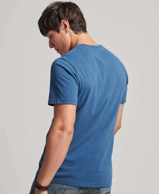 Superdry облекло N00H4850 син мъже ретро тениска със знак писател