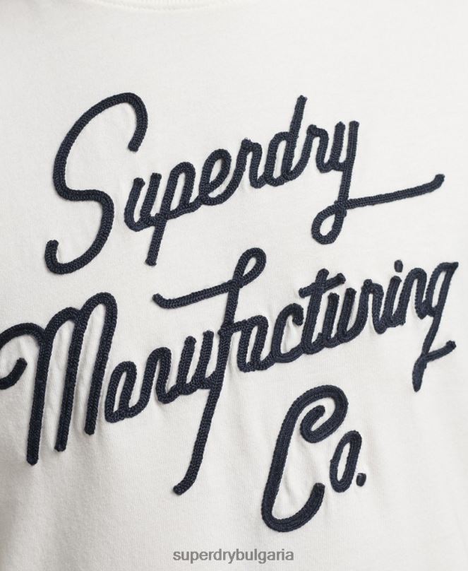 Superdry облекло N00H4851 сметана мъже тениска с лого с бродирани надписи
