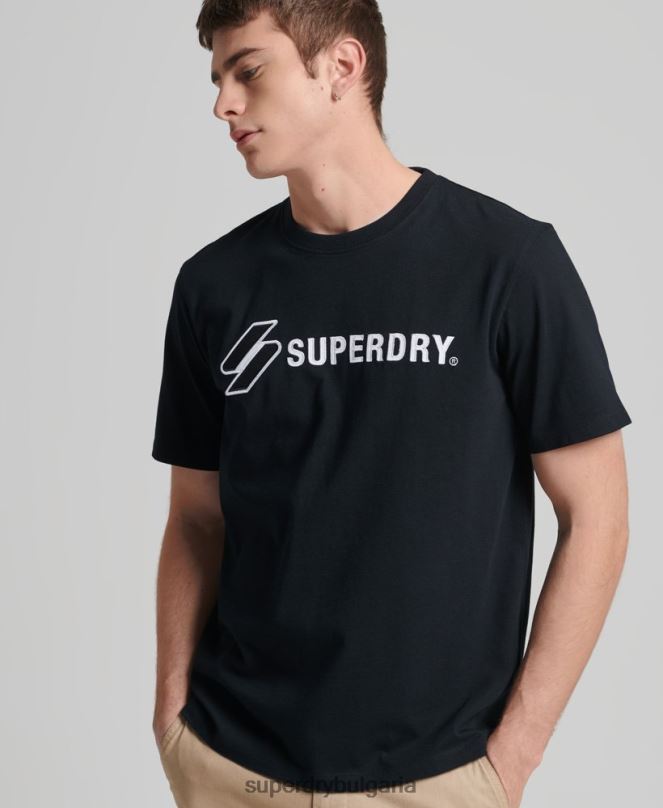 Superdry облекло N00H4852 черен мъже широка тениска с апликация на лого