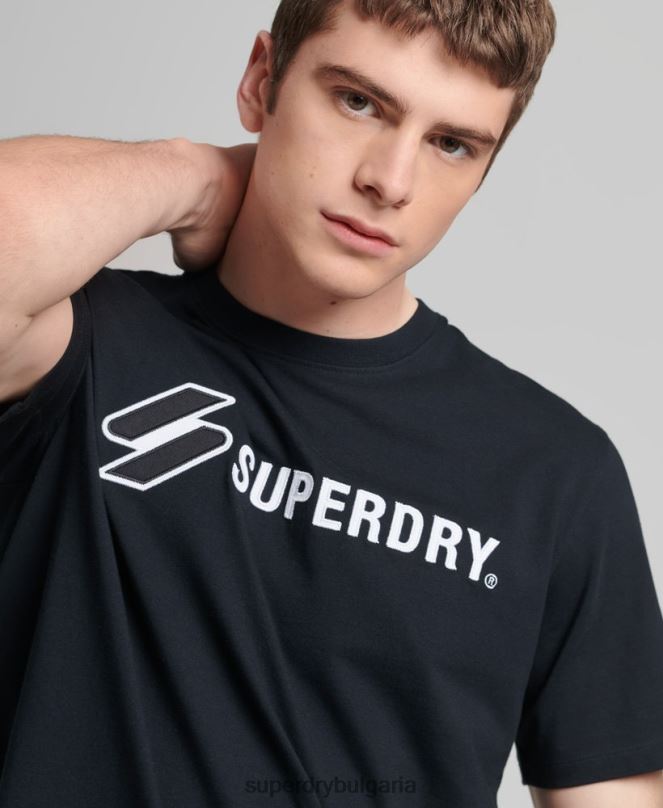 Superdry облекло N00H4852 черен мъже широка тениска с апликация на лого