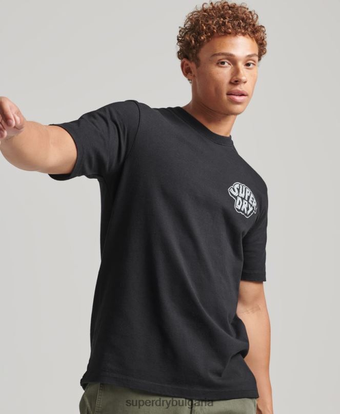 Superdry облекло N00H4853 тъмно сив мъже графична тениска into the woods
