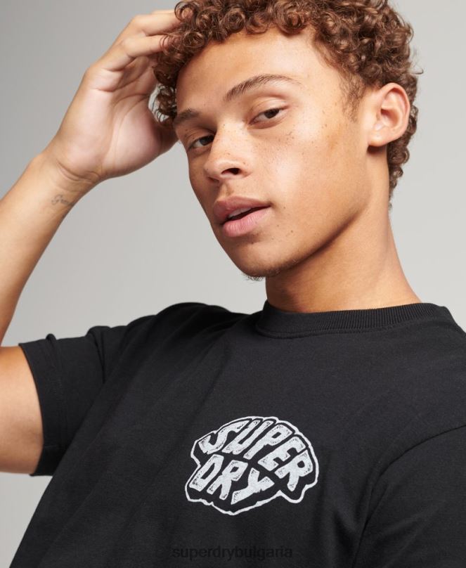 Superdry облекло N00H4853 тъмно сив мъже графична тениска into the woods