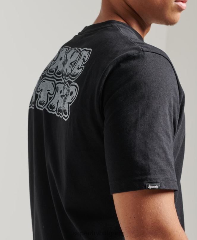 Superdry облекло N00H4853 тъмно сив мъже графична тениска into the woods