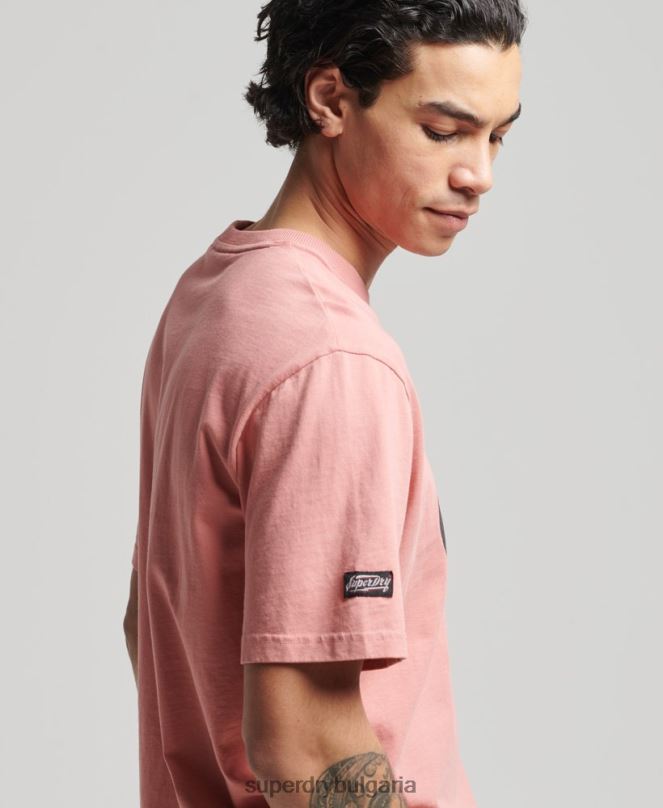Superdry облекло N00H4854 розово мъже ретро сърфистка тениска ranchero