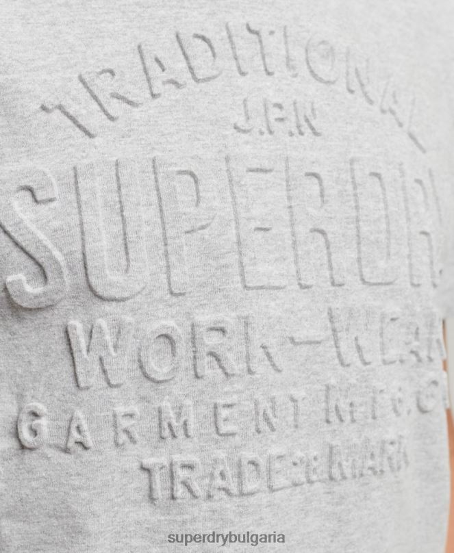 Superdry облекло N00H4855 сиво мъже релефна тениска в стил сценарий