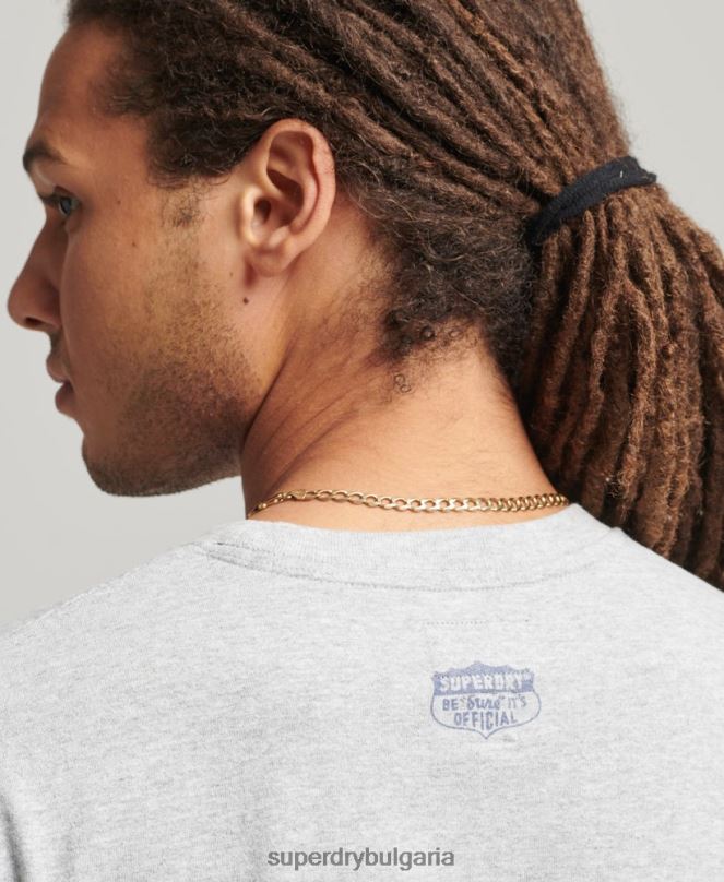 Superdry облекло N00H4855 сиво мъже релефна тениска в стил сценарий