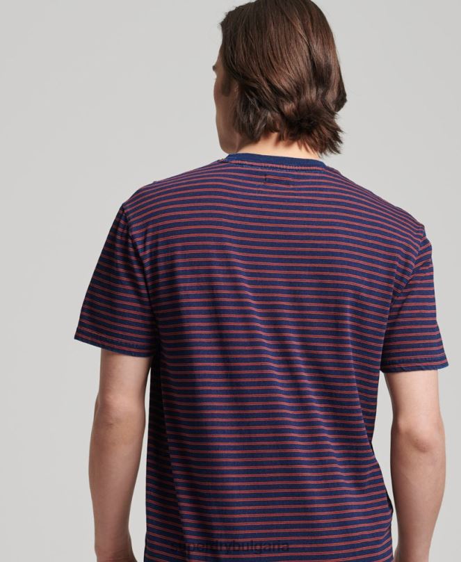 Superdry облекло N00H4856 червен мъже ретро тениска с индигови ивици