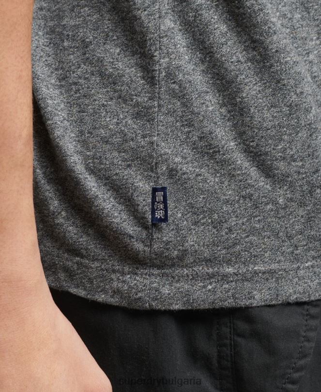 Superdry облекло N00H4858 тъмно сив мъже бейзболна тениска от органичен памук