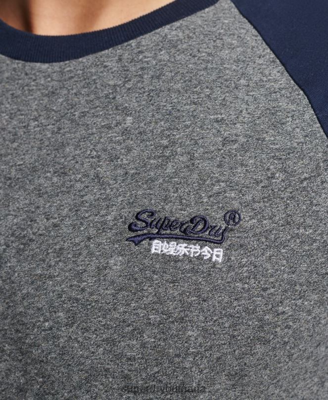 Superdry облекло N00H4858 тъмно сив мъже бейзболна тениска от органичен памук