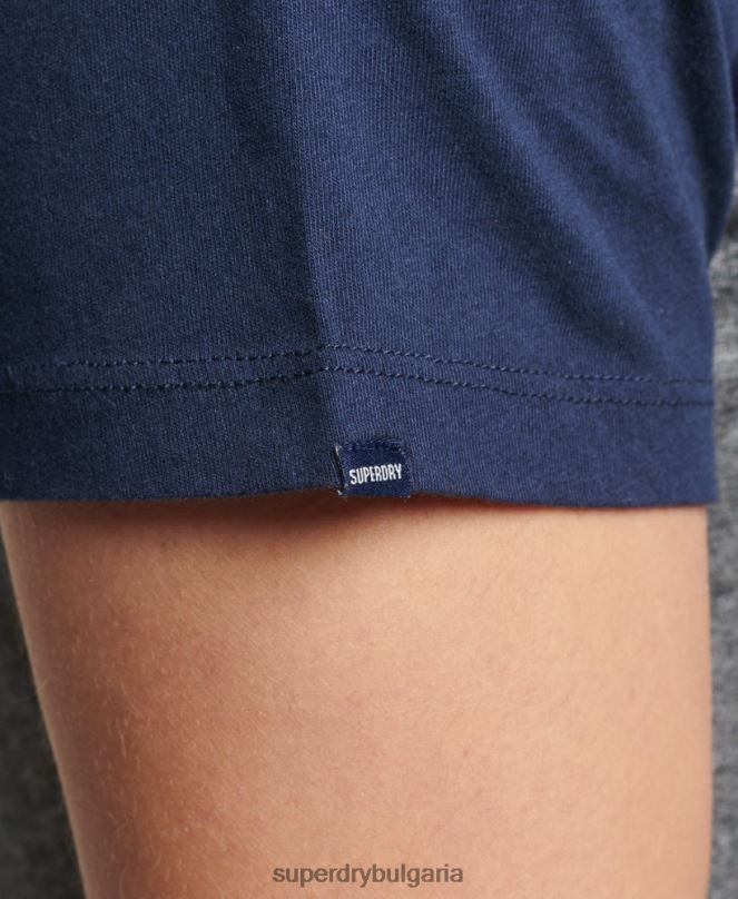 Superdry облекло N00H4858 тъмно сив мъже бейзболна тениска от органичен памук