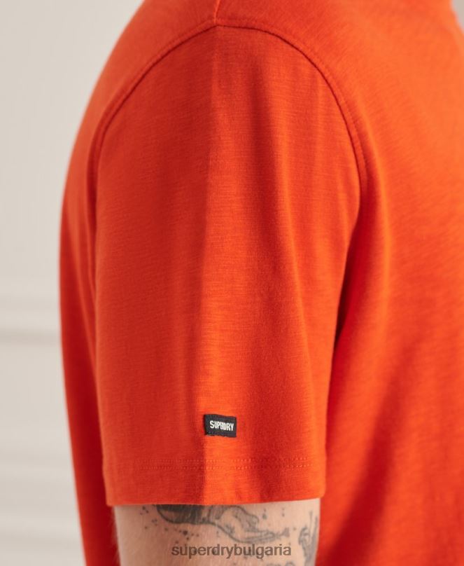 Superdry облекло N00H4859 оранжево мъже органична памучна тениска с кръгло деколте и джоб