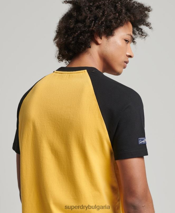 Superdry облекло N00H4860 жълто мъже тениска тип реглан с графично лого