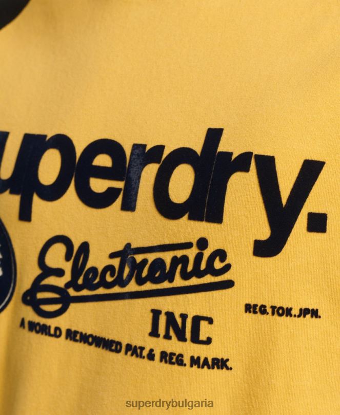 Superdry облекло N00H4860 жълто мъже тениска тип реглан с графично лого