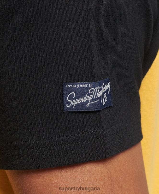 Superdry облекло N00H4860 жълто мъже тениска тип реглан с графично лого
