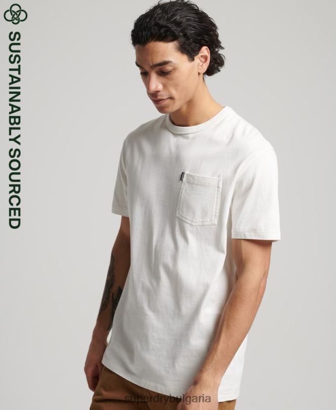Superdry облекло N00H4861 бяло мъже органичен памук ретро тениска surfer ranchero