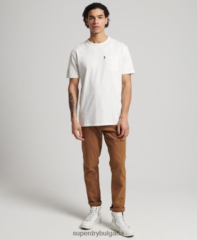 Superdry облекло N00H4861 бяло мъже органичен памук ретро тениска surfer ranchero