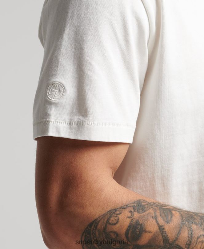 Superdry облекло N00H4861 бяло мъже органичен памук ретро тениска surfer ranchero