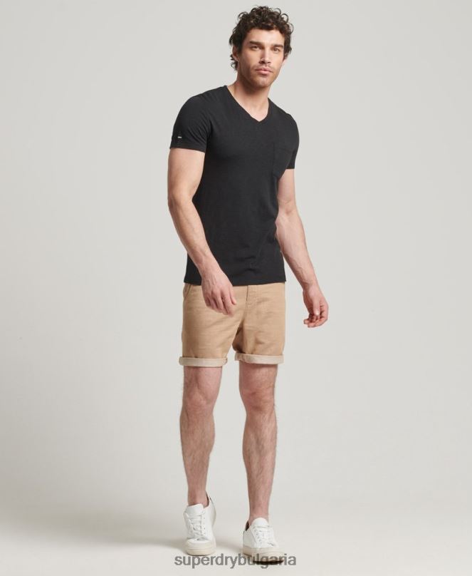 Superdry облекло N00H4862 черен мъже тениска с джоб с v-образно деколте и органичен памук