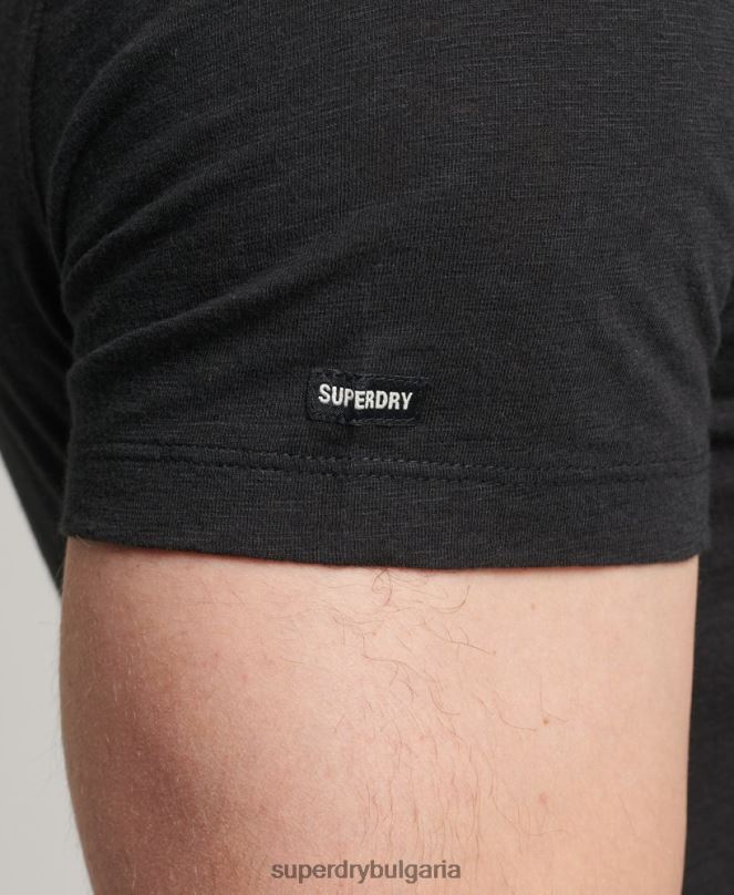 Superdry облекло N00H4862 черен мъже тениска с джоб с v-образно деколте и органичен памук