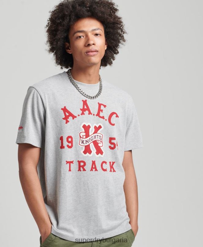 Superdry облекло N00H4866 сиво мъже реколта колегиална тениска