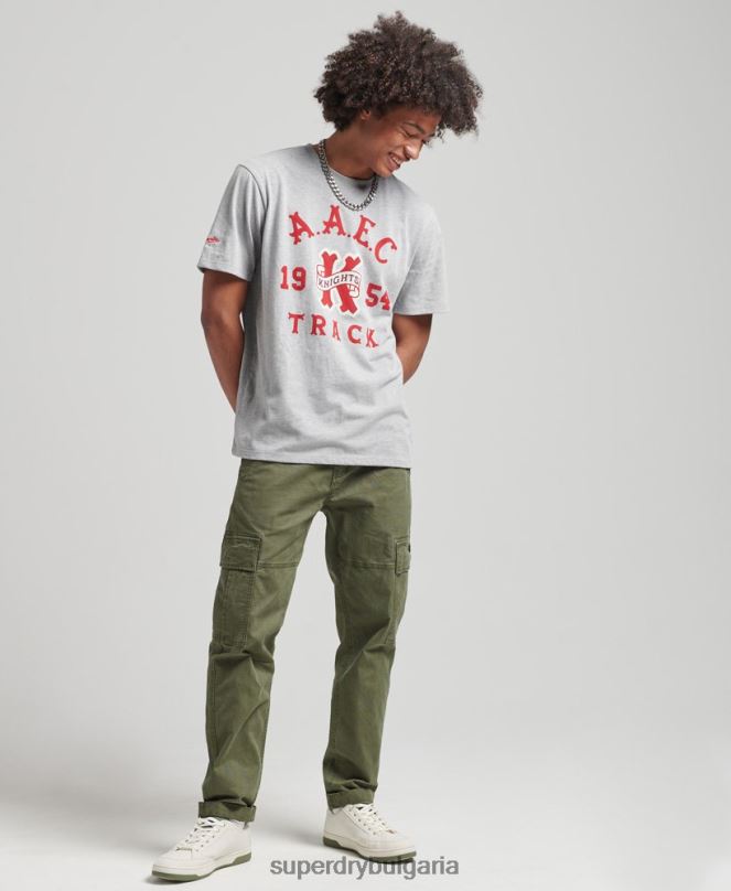 Superdry облекло N00H4866 сиво мъже реколта колегиална тениска