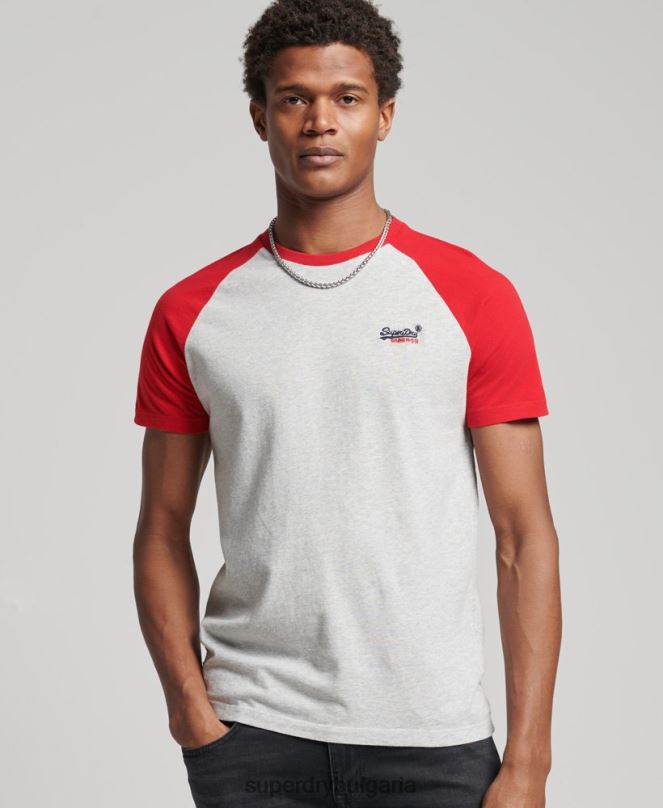 Superdry облекло N00H4870 светло сив мъже бейзболна тениска от органичен памук