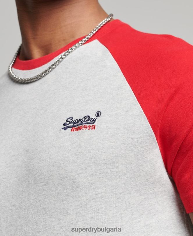 Superdry облекло N00H4870 светло сив мъже бейзболна тениска от органичен памук