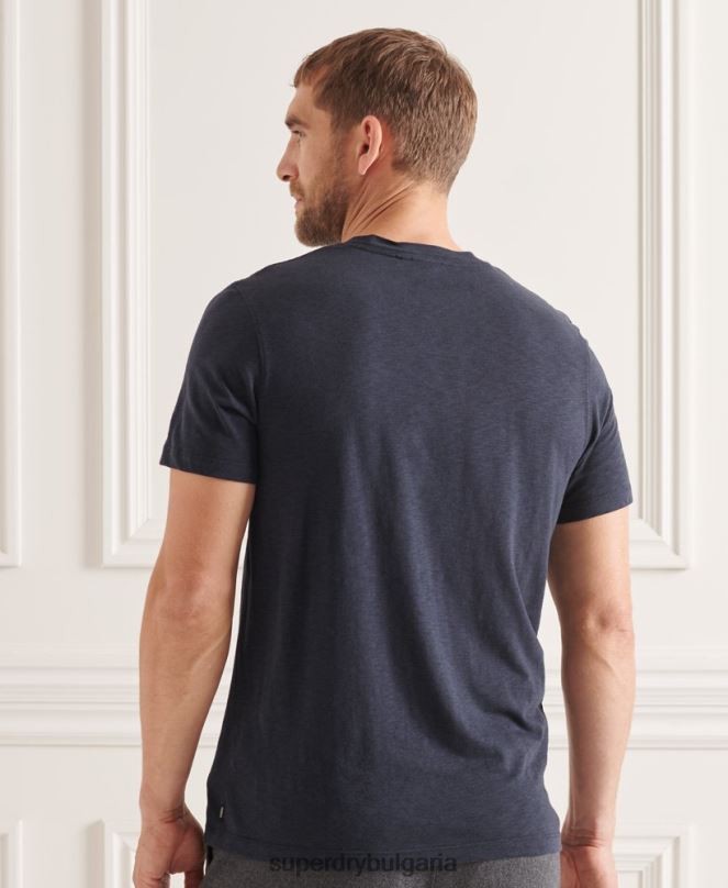 Superdry облекло N00H4871 военноморски флот мъже органична памучна тениска с кръгло деколте и джоб