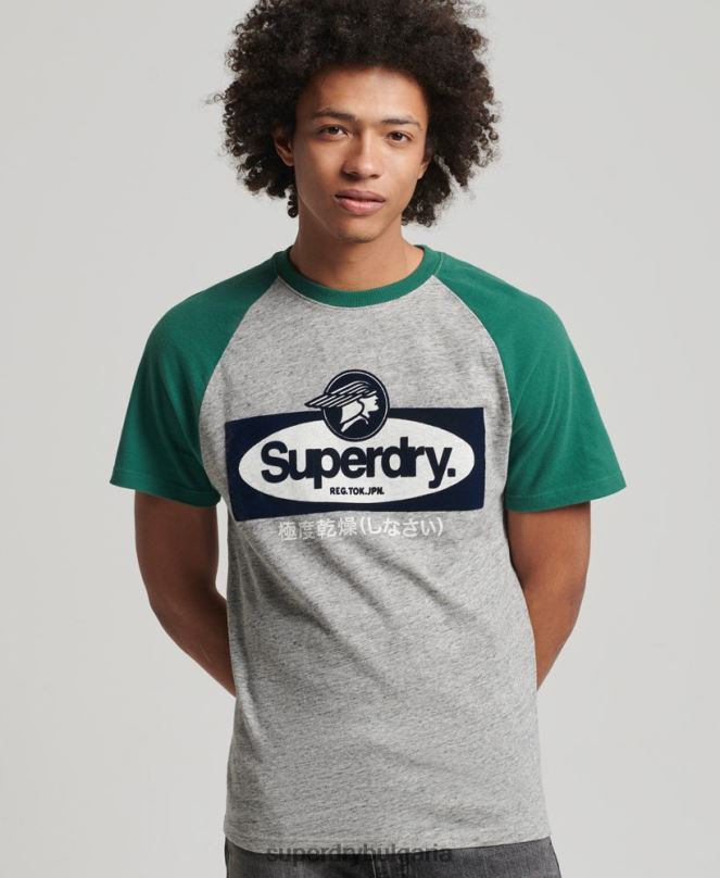 Superdry облекло N00H4872 сиво мъже тениска тип реглан с графично лого