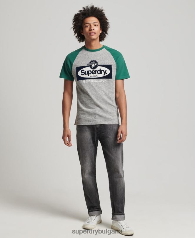 Superdry облекло N00H4872 сиво мъже тениска тип реглан с графично лого