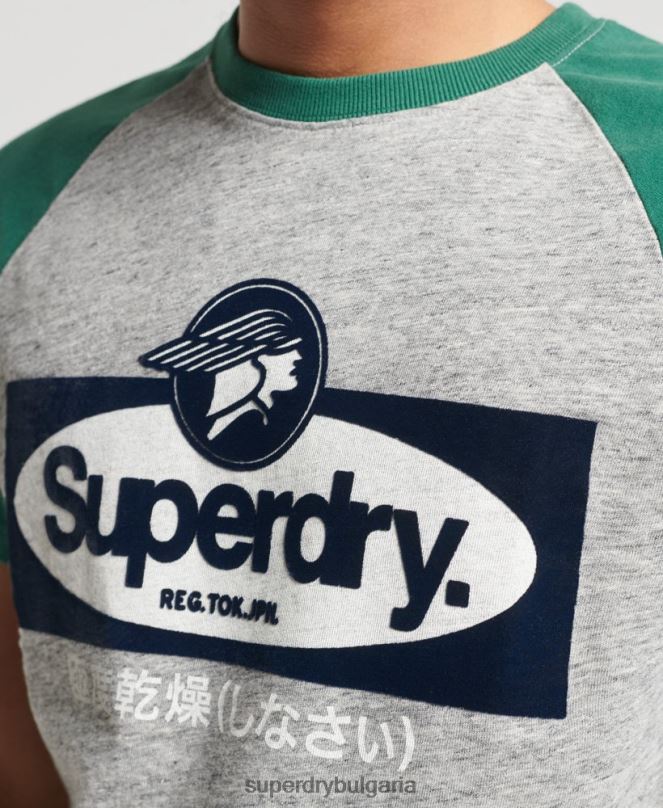 Superdry облекло N00H4872 сиво мъже тениска тип реглан с графично лого