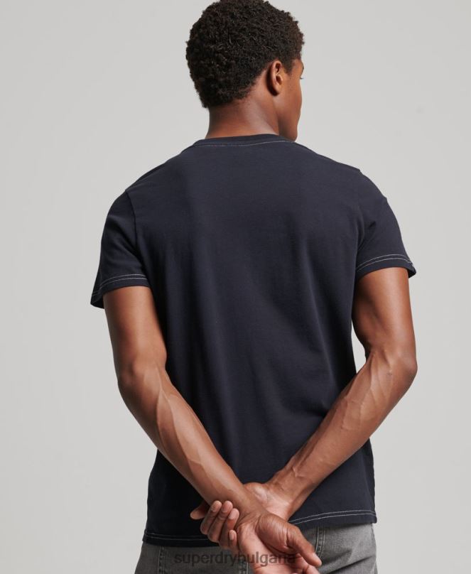 Superdry облекло N00H4873 военноморски флот мъже ретро тениска на райета от 70-те