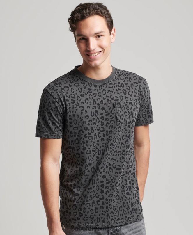 Superdry облекло N00H4876 тъмно сив мъже ретро тениска с джоб